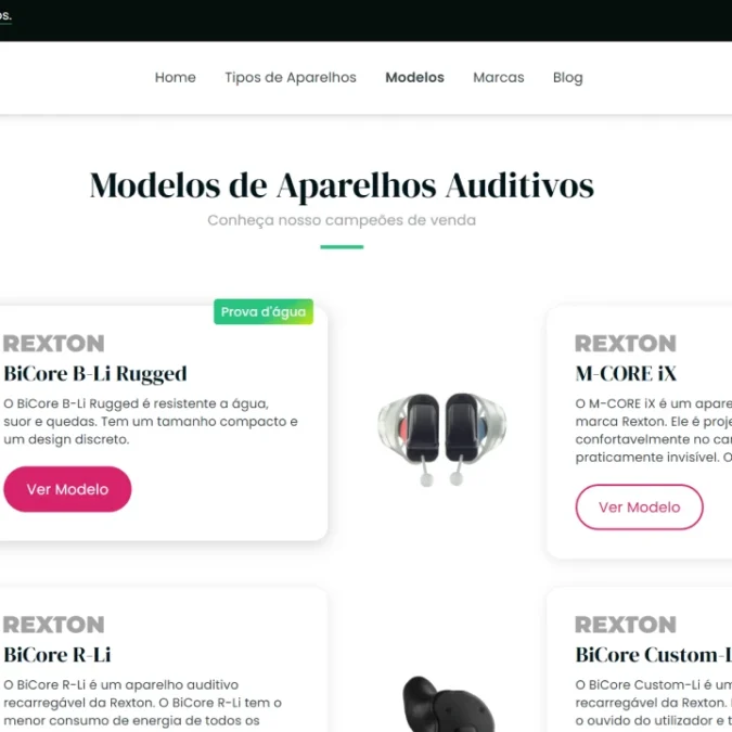 Print da página de modelos